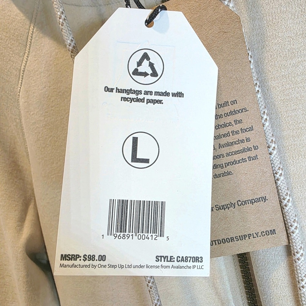 Avalanche Double Peached Hoodie Full Zip Jacket Womens Large Beige Fleece $98 - Picture 11 of 12